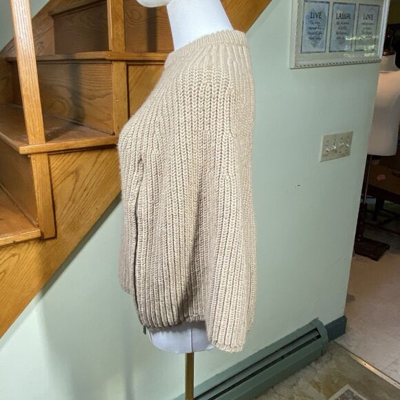 Gap Women Sz XS/S Wool Blend Dual Zipper Poncho Shawl Cape Knit Sweater Bohemian - Picture 4 of 9